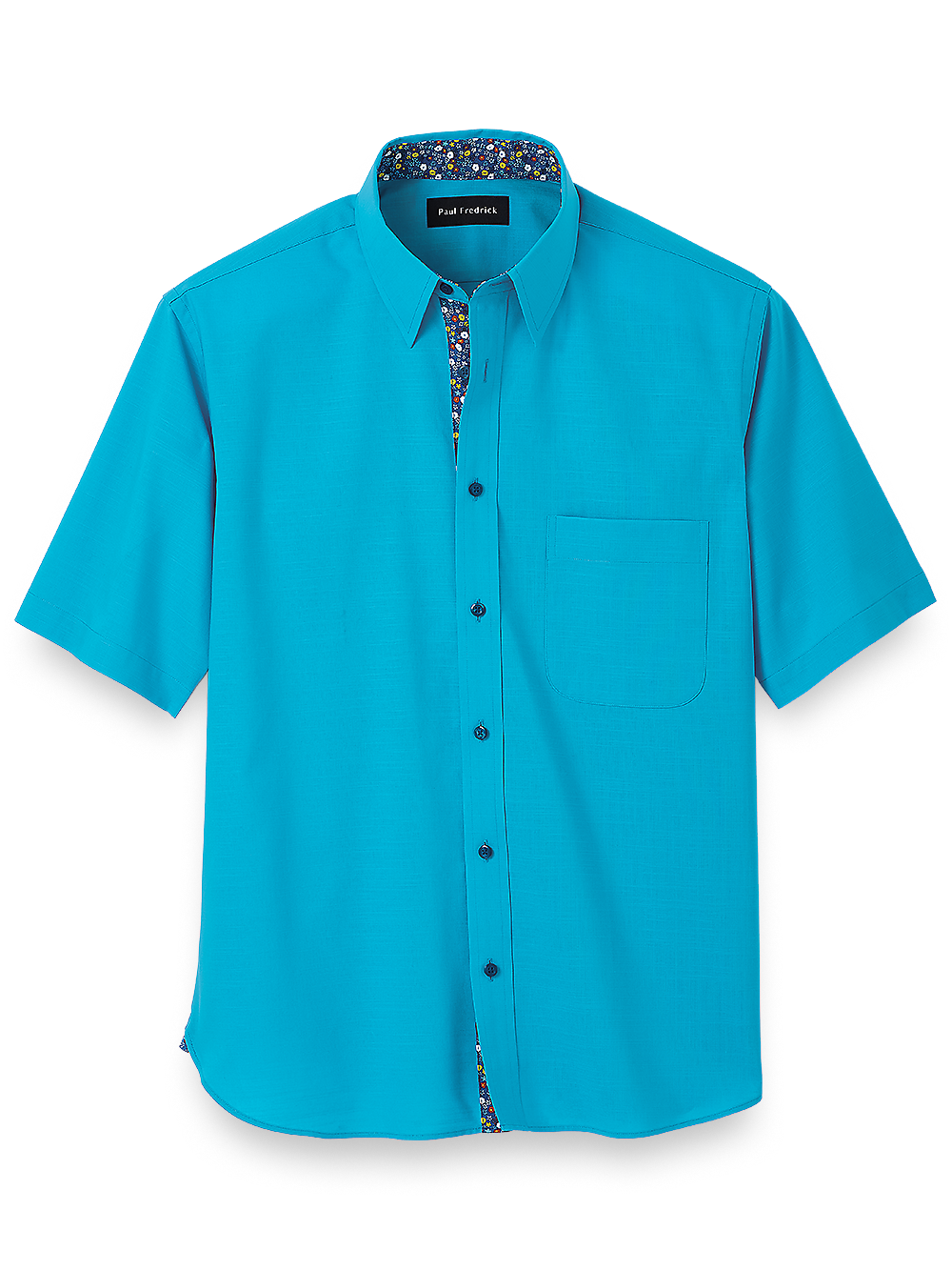 Product Image of Cotton Solid Casual Shirt With Contrast Trim-Blue