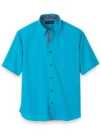 Cotton Solid Casual Shirt With Contrast Trim - Blue