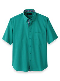Cotton Solid Casual Shirt With Contrast Trim - Green