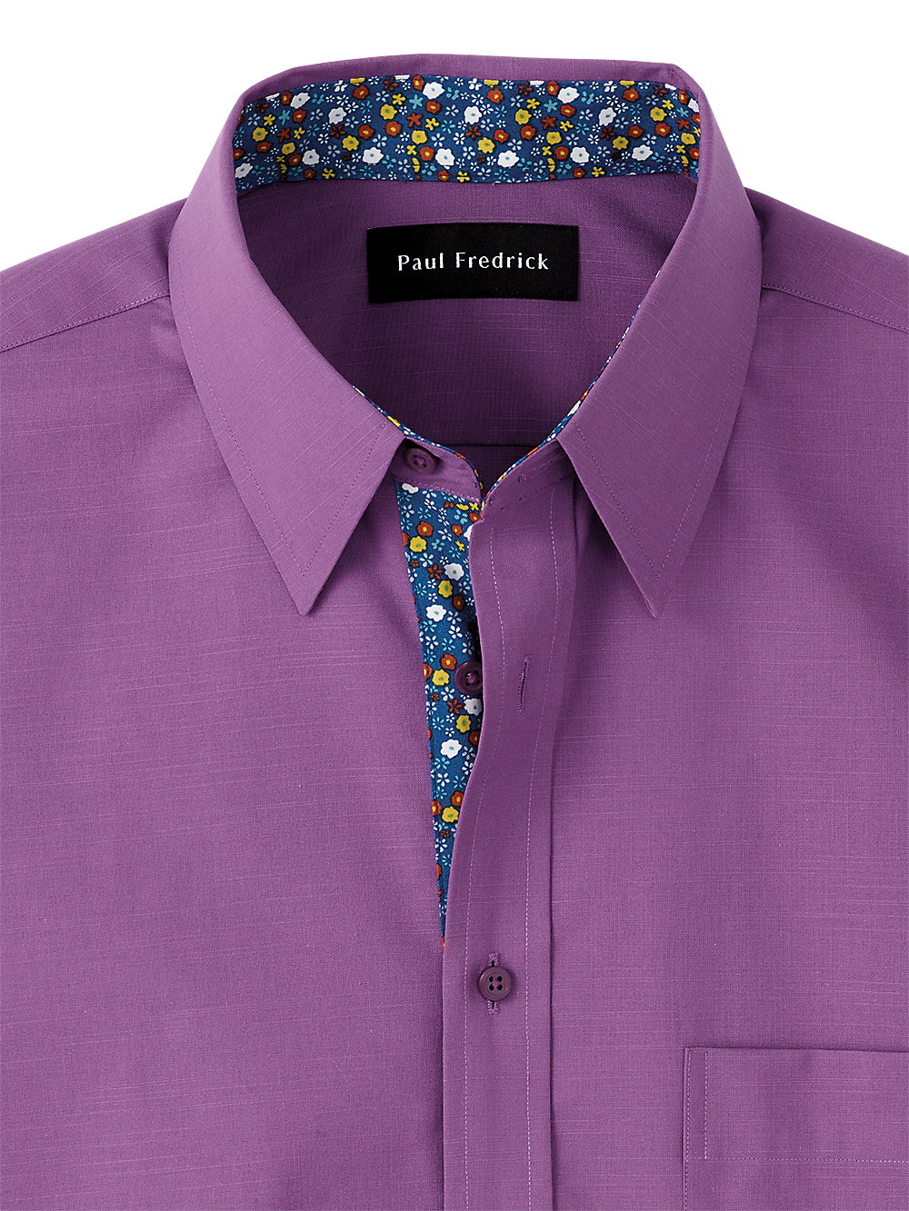 Alternate Image of Cotton Solid Casual Shirt With Contrast Trim-1