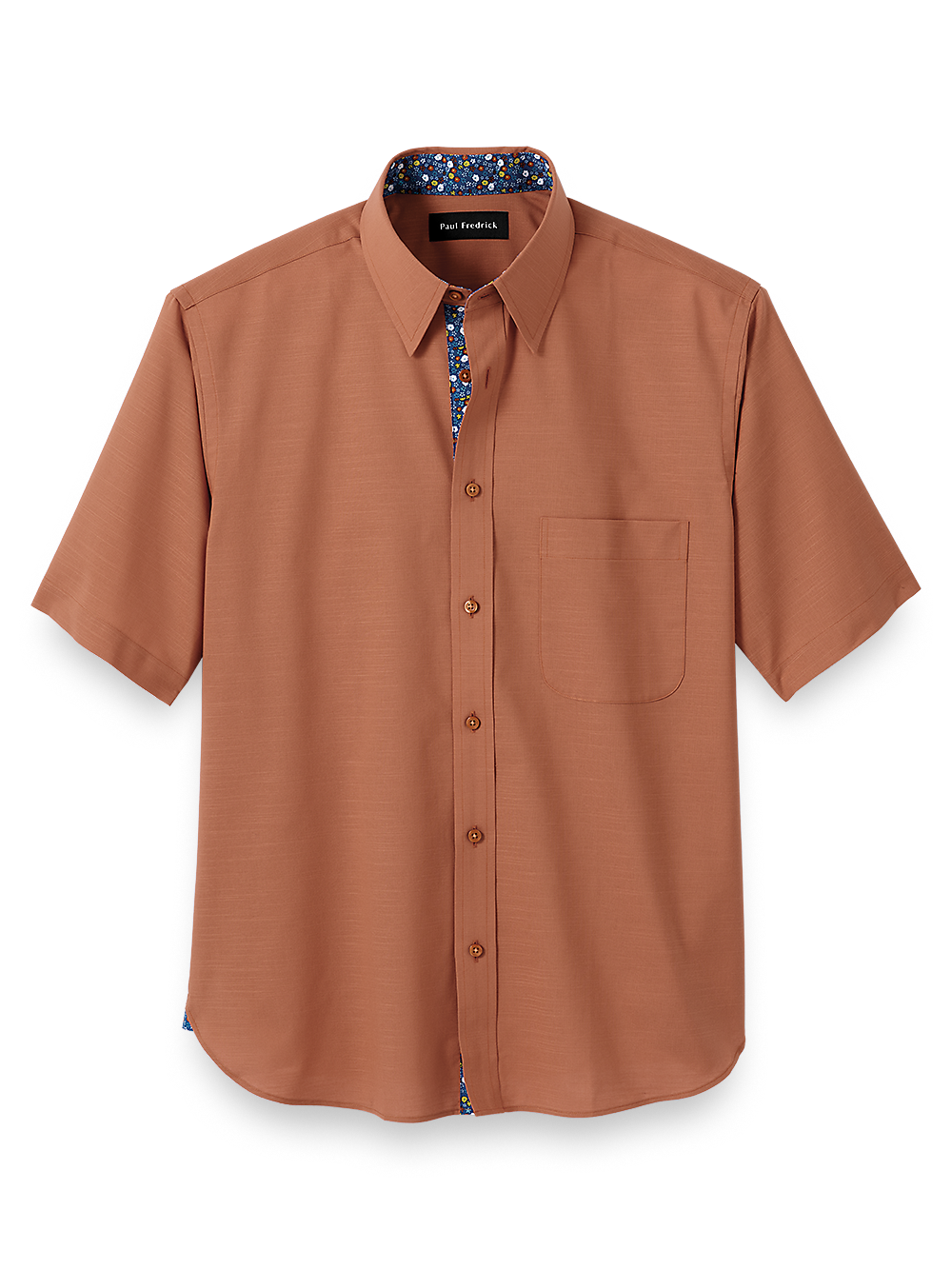 Product Image of Cotton Solid Casual Shirt With Contrast Trim-Rust