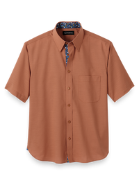 Cotton Solid Casual Shirt With Contrast Trim - Rust