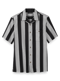 Cotton Stripe Casual Shirt - Black/white