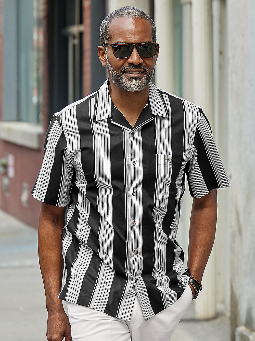 Alternate Image of Cotton Stripe Casual Shirt-1