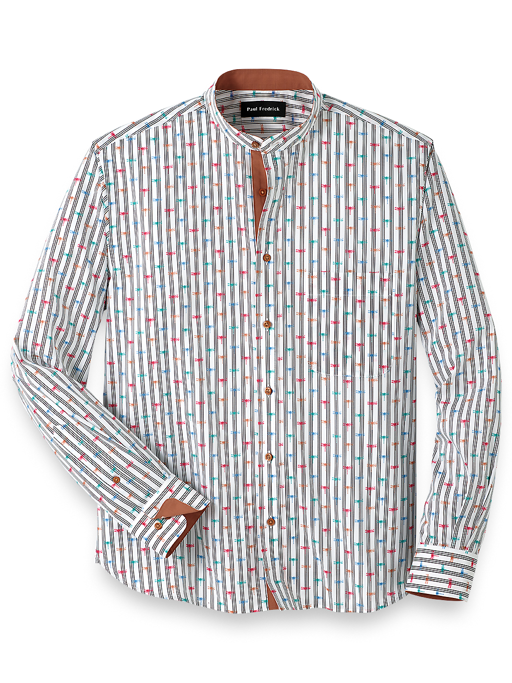 Product Image of Cotton Stripe Print Casual Shirt With Contrast Trim-White Multi