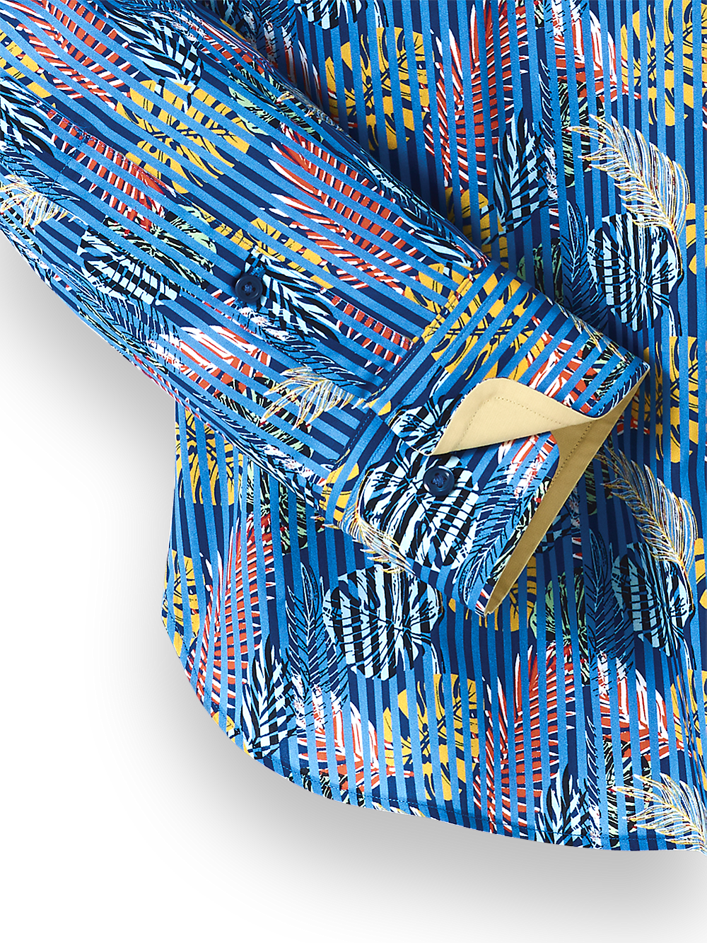 Alternate Image of Cotton Leaf Print Casual Shirt With Contrast Trim-2
