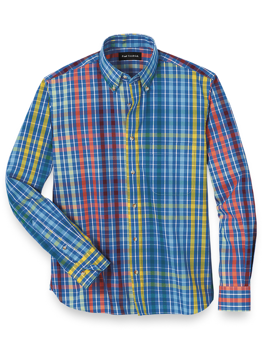 Product Image of Cotton Plaid Casual Shirt-Blue Multi