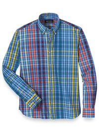 Cotton Plaid Casual Shirt - Blue Multi