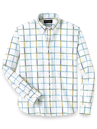 Cotton Windowpane Casual Shirt - Blue/yellow