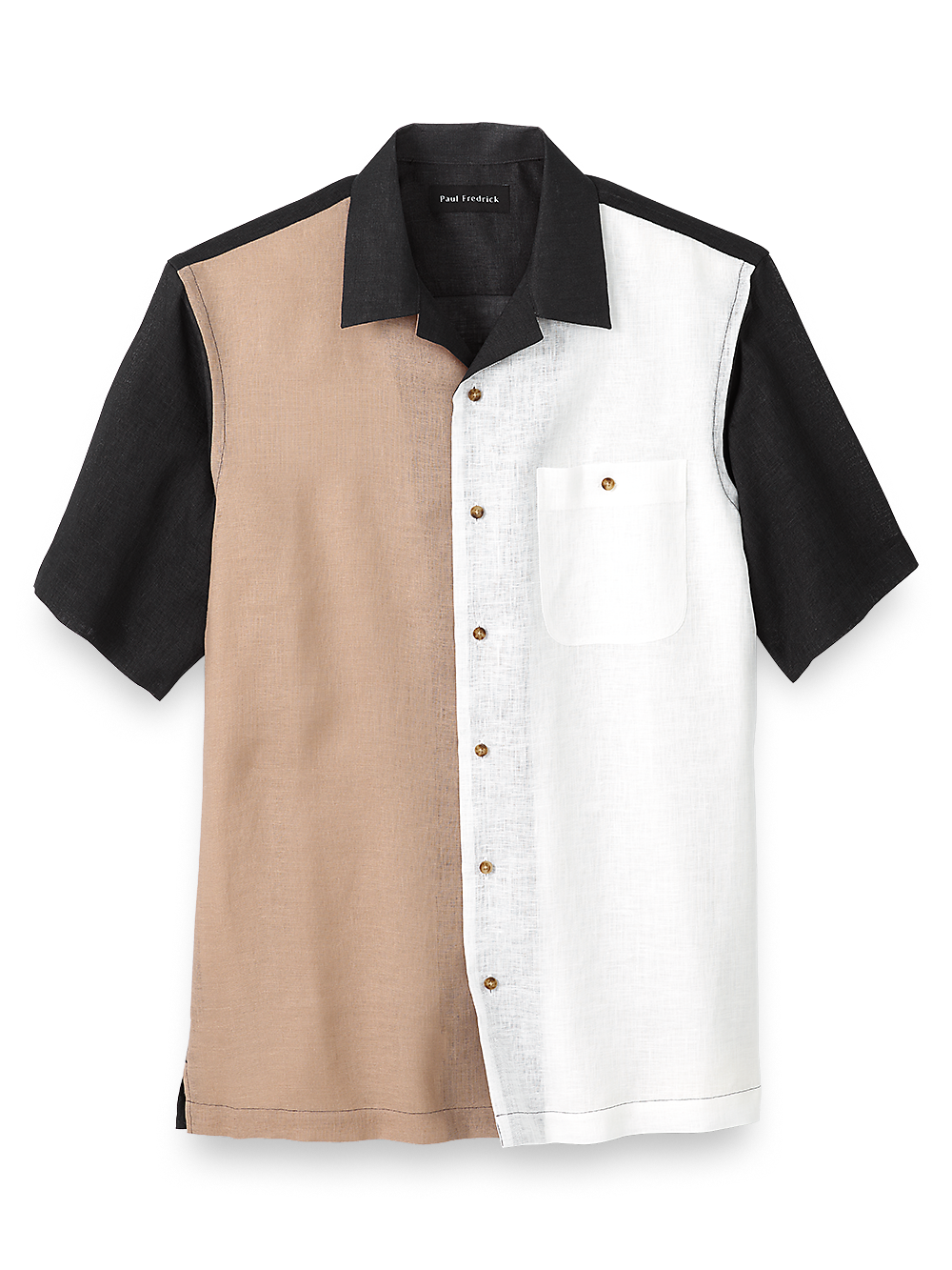 Product Image of Linen Mix-it-up Casual Shirt-Black/Brown
