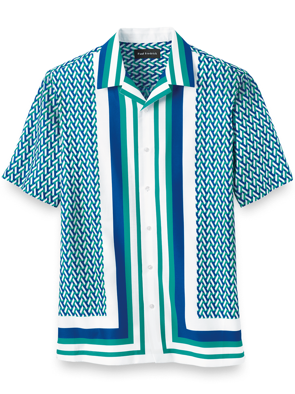 Product Image of Cotton Geometric Print Casual Shirt-White Multi