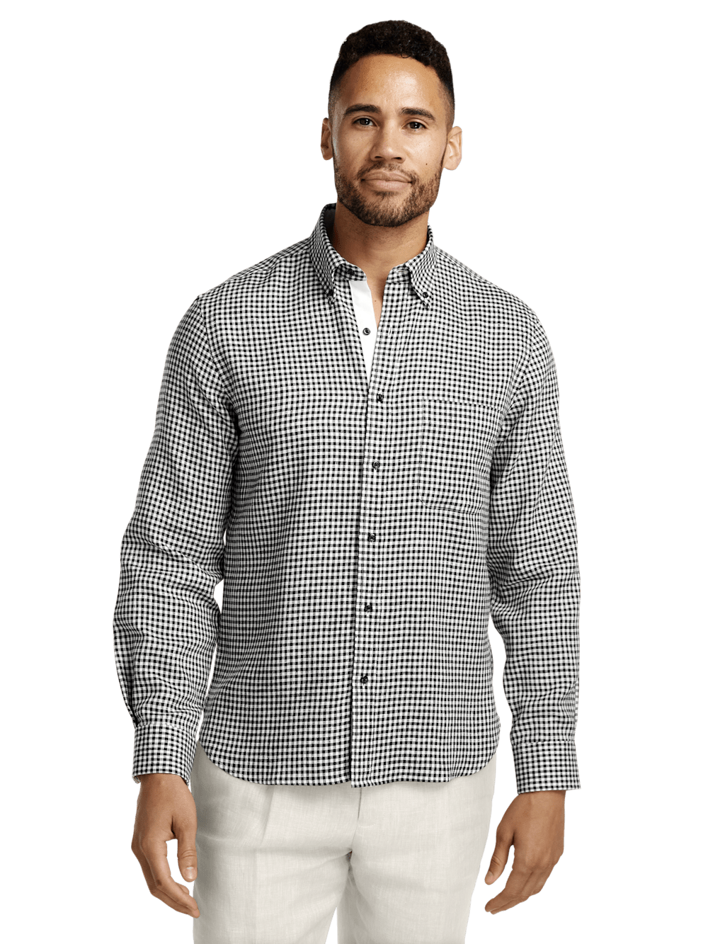 Alternate Image of Linen Gingham Check Casual Shirt-1