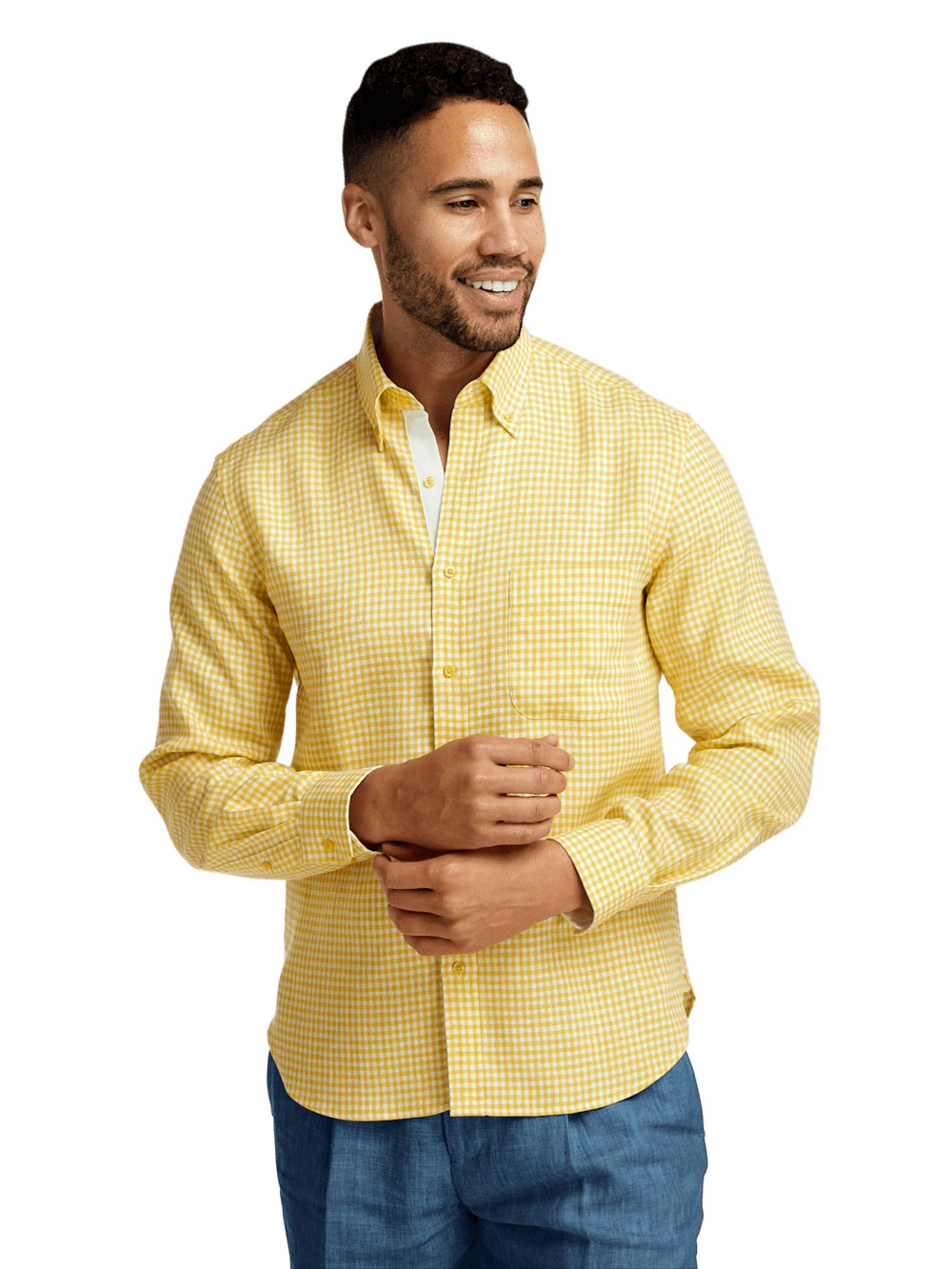 Alternate Image of Linen Gingham Check Casual Shirt-1