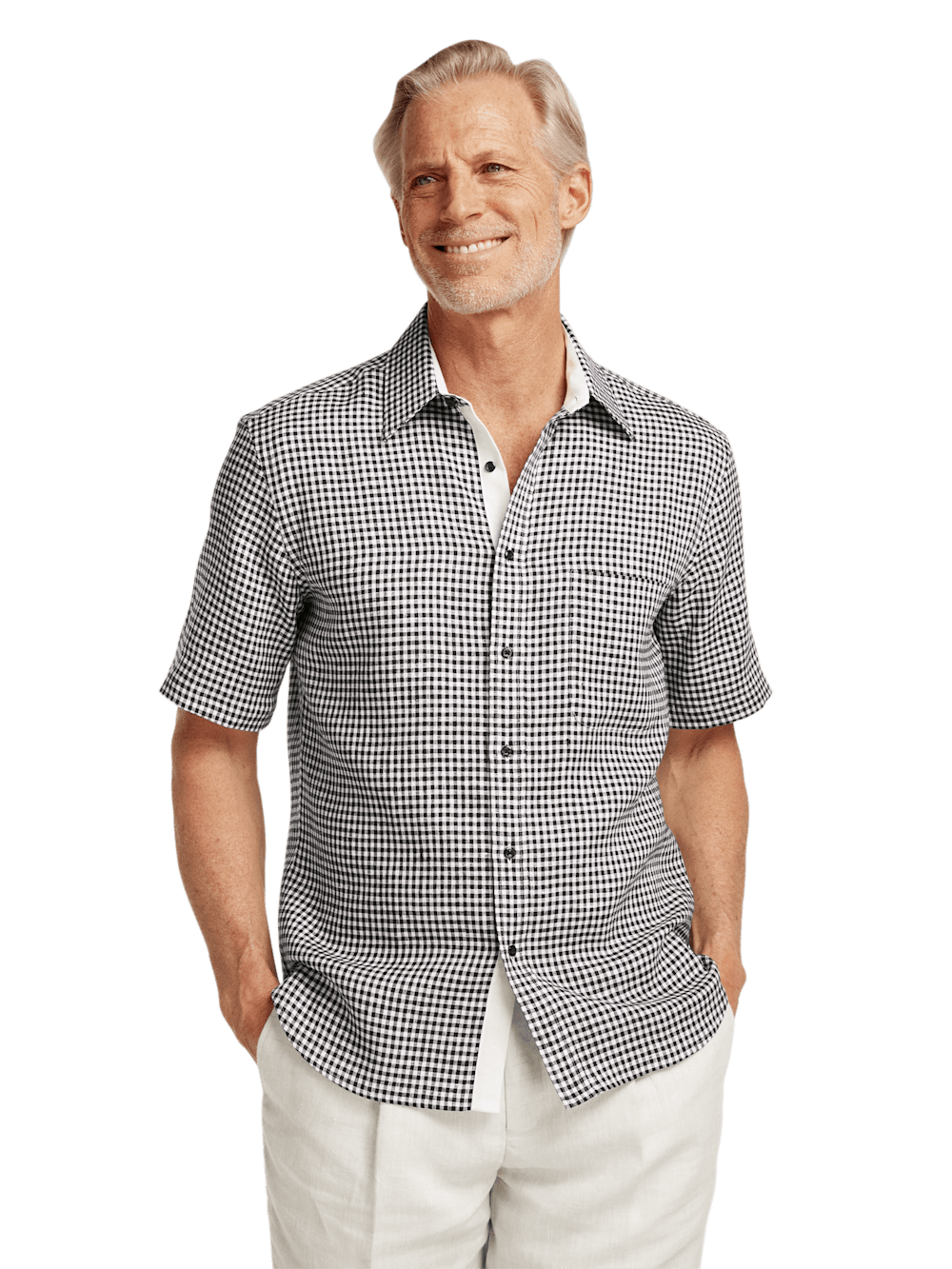 Alternate Image of Linen Gingham Check Casual Shirt-1