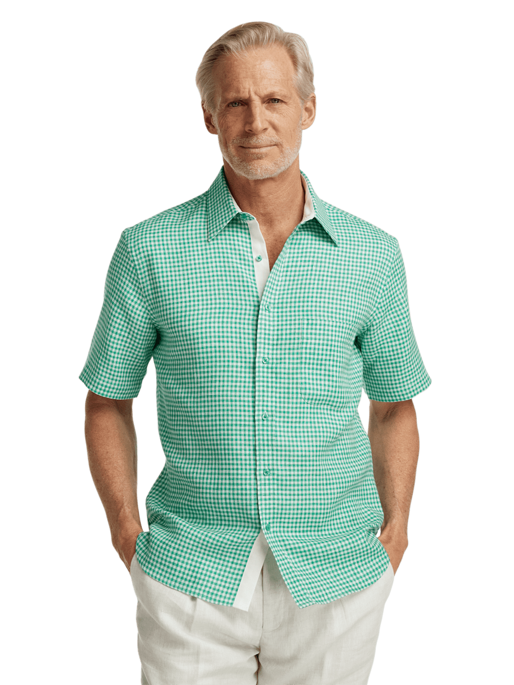 Alternate Image of Linen Gingham Check Casual Shirt-1