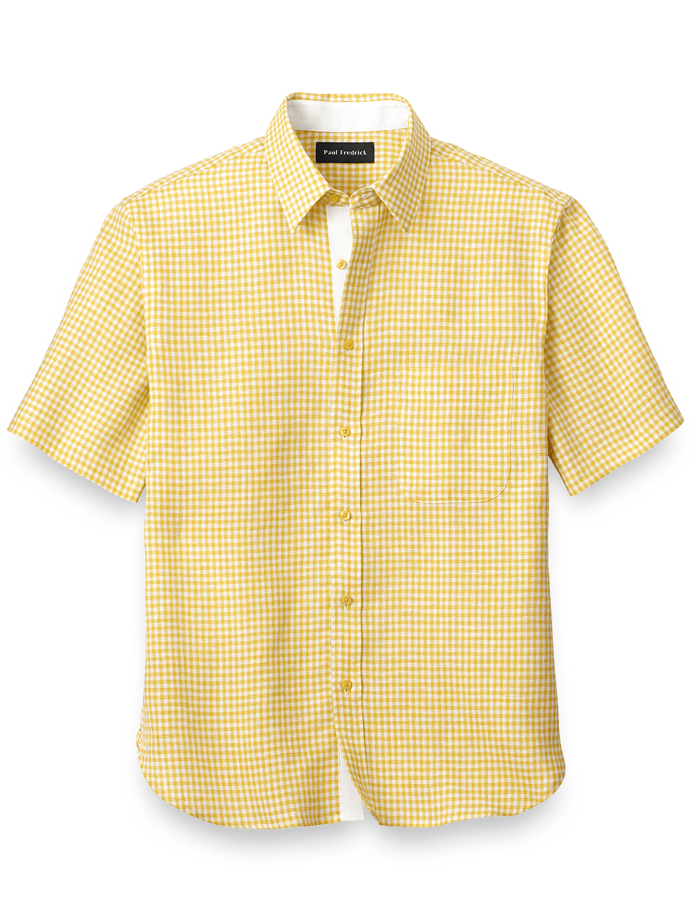 Product Image of Linen Gingham Check Casual Shirt-Yellow