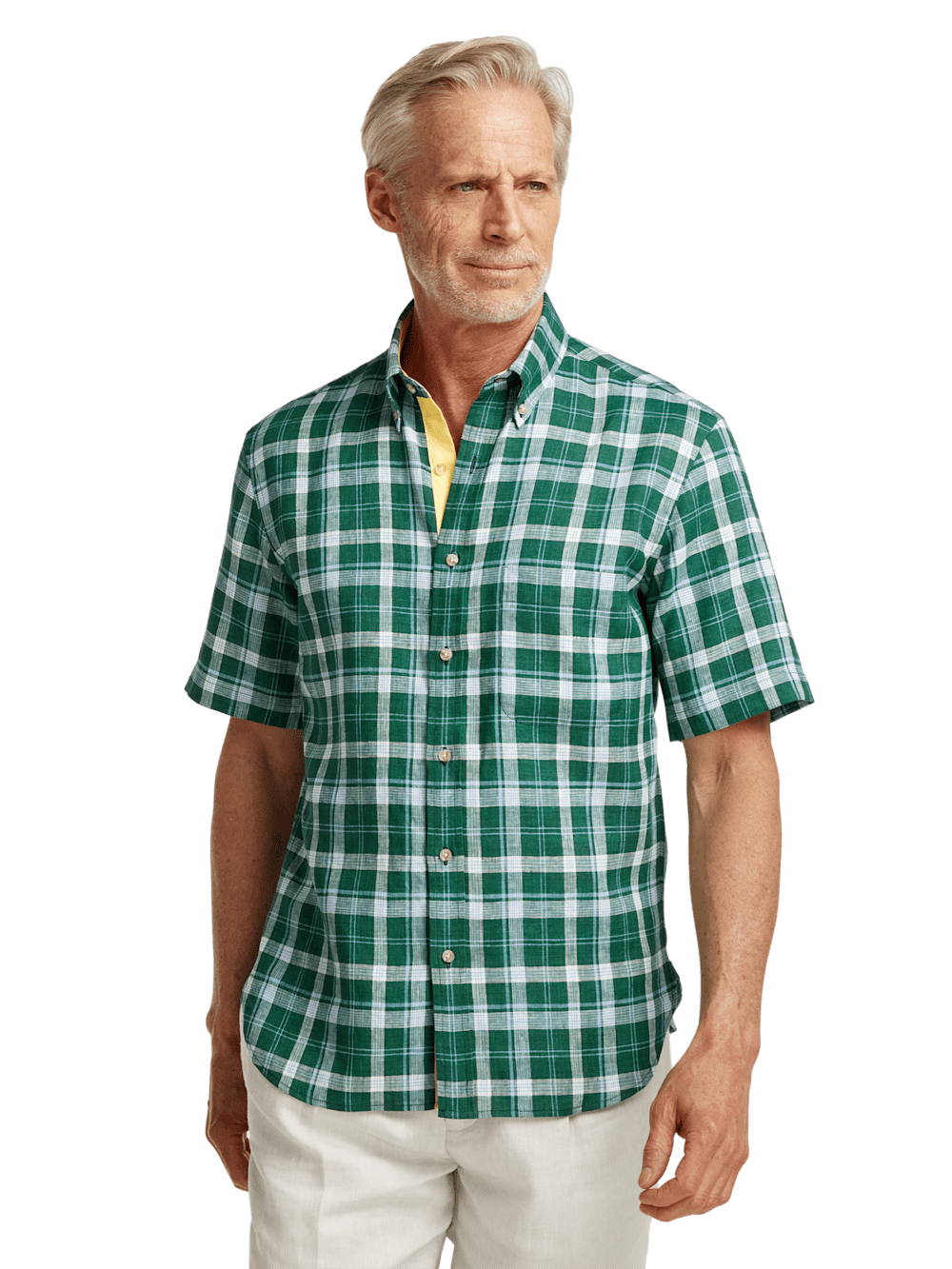 Alternate Image of Linen Plaid Casual Shirt-1
