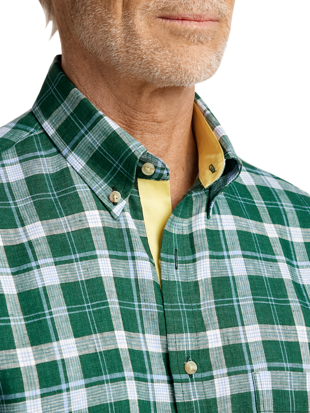 Alternate Image of Linen Plaid Casual Shirt-2