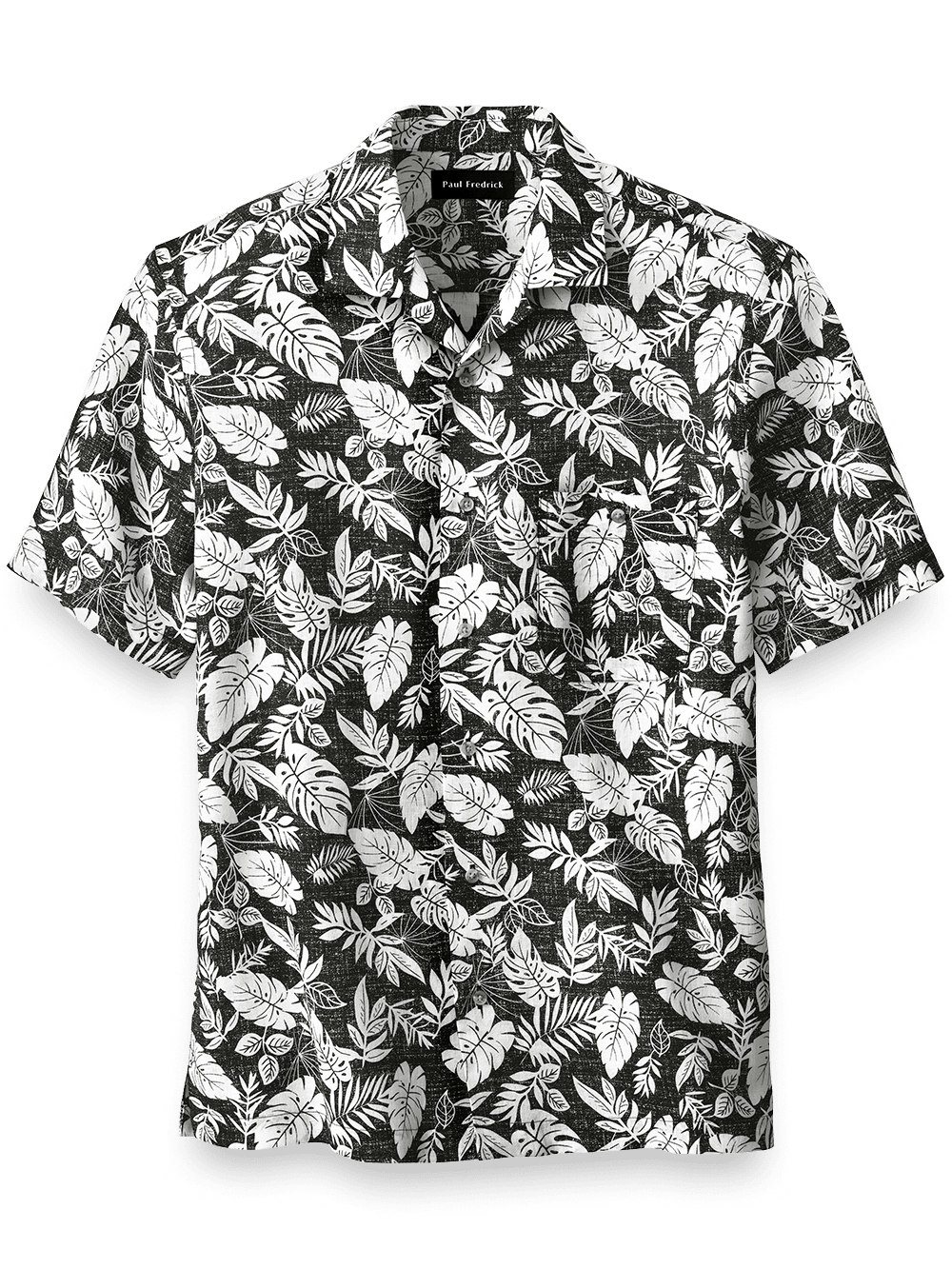 Product Image of Linen Botanical Print Casual Shirt-Black/White