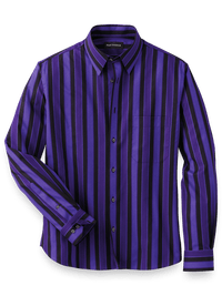 Cotton Stripe Casual Shirt - Purple