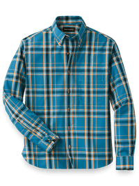 Cotton Plaid Casual Shirt - Teal