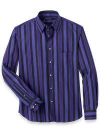 Cotton Stripe Casual Shirt - Purple