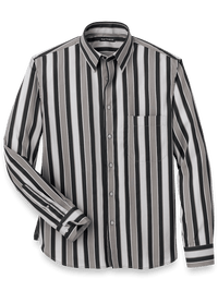 Cotton Stripe Casual Shirt - Black