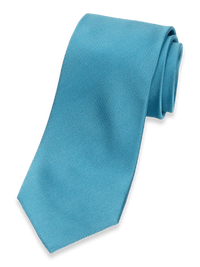 Solid Twill Woven Silk Tie - Teal