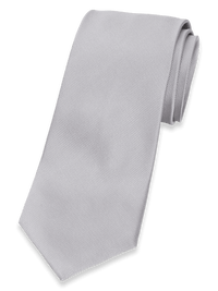 Solid Twill Woven Silk Tie - Silver