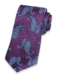 Paisley Woven Silk Tie - Purple