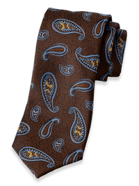 Paisley Woven Silk Tie - Brown