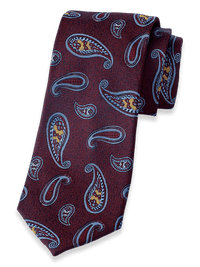Paisley Woven Silk Tie - Burgundy