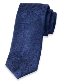 Paisley Woven Silk Tie - Navy