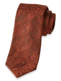 Paisley Woven Silk Tie - Rust