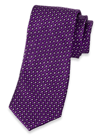 Geometric Woven Silk Tie - Purple