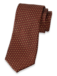 Geometric Woven Silk Tie - Rust