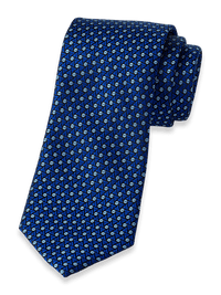 Geometric Woven Silk Tie - Blue