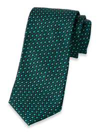 Geometric Woven Silk Tie - Teal