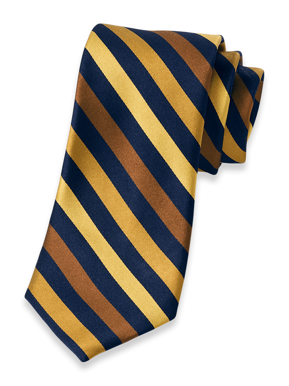 Product Image of Stripe Woven Silk Tie-Gold/Navy
