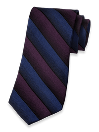 Stripe Woven Silk Tie - Blue/purple