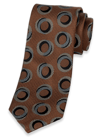 Circles Woven Silk Tie - Brown