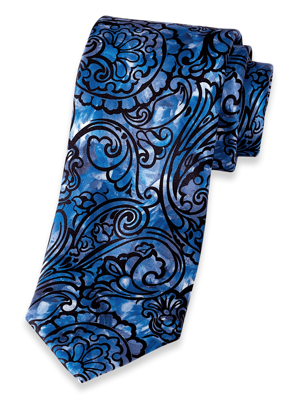 Product Image of Paisley Printed Italian Silk Tie-Blue