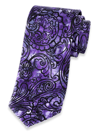 Paisley Printed Italian Silk Tie - Purple
