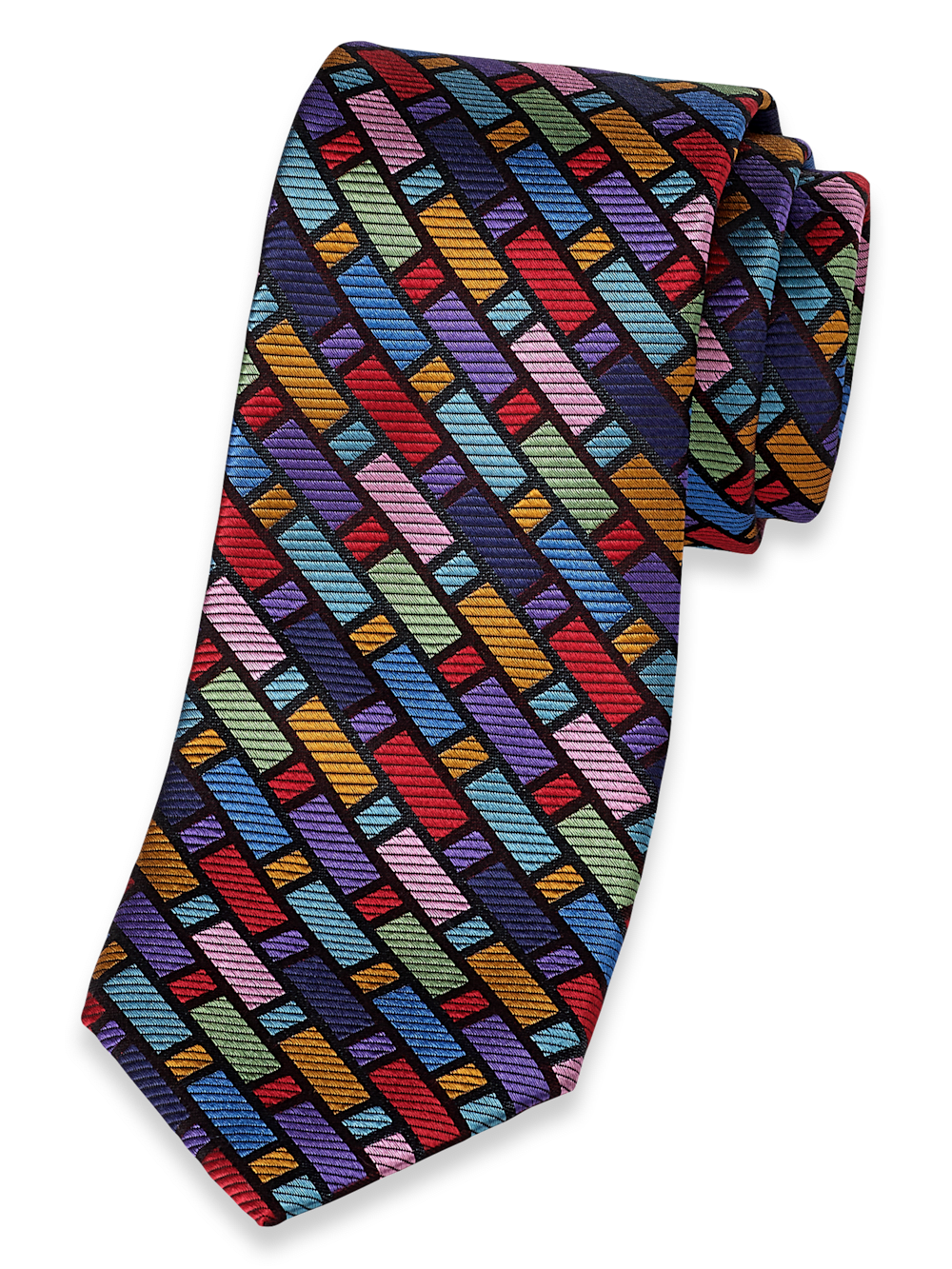Product Image of Geometric Woven Silk Tie-Multi
