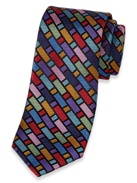 Geometric Woven Silk Tie - Multi