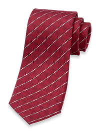 Stripe Woven Silk Blend Tie - Red