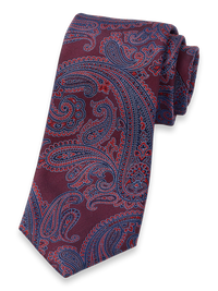 Paisley Woven Silk Tie - Red