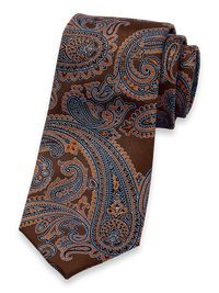 Paisley Woven Silk Tie - Brown