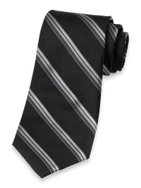 Stripe Woven Silk Tie - Black