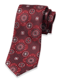 Medallion Woven Silk Tie - Red